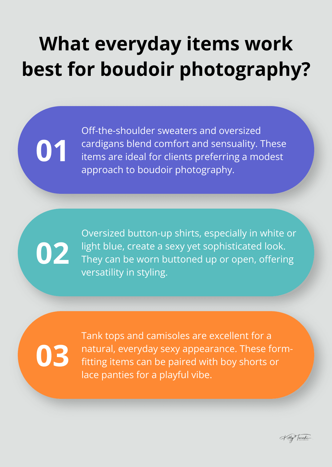 Infographic: What everyday items work best for boudoir photography? - elegant boudoir outfits