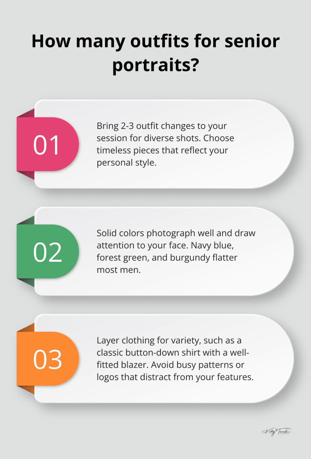 Infographic: How many outfits for senior portraits? - senior portraits men