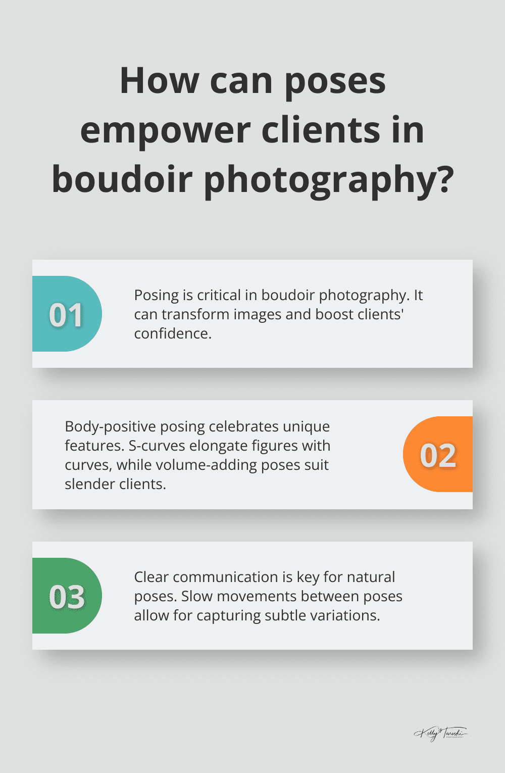 Infographic: How can poses empower clients in boudoir photography? - elegant boudoir photography