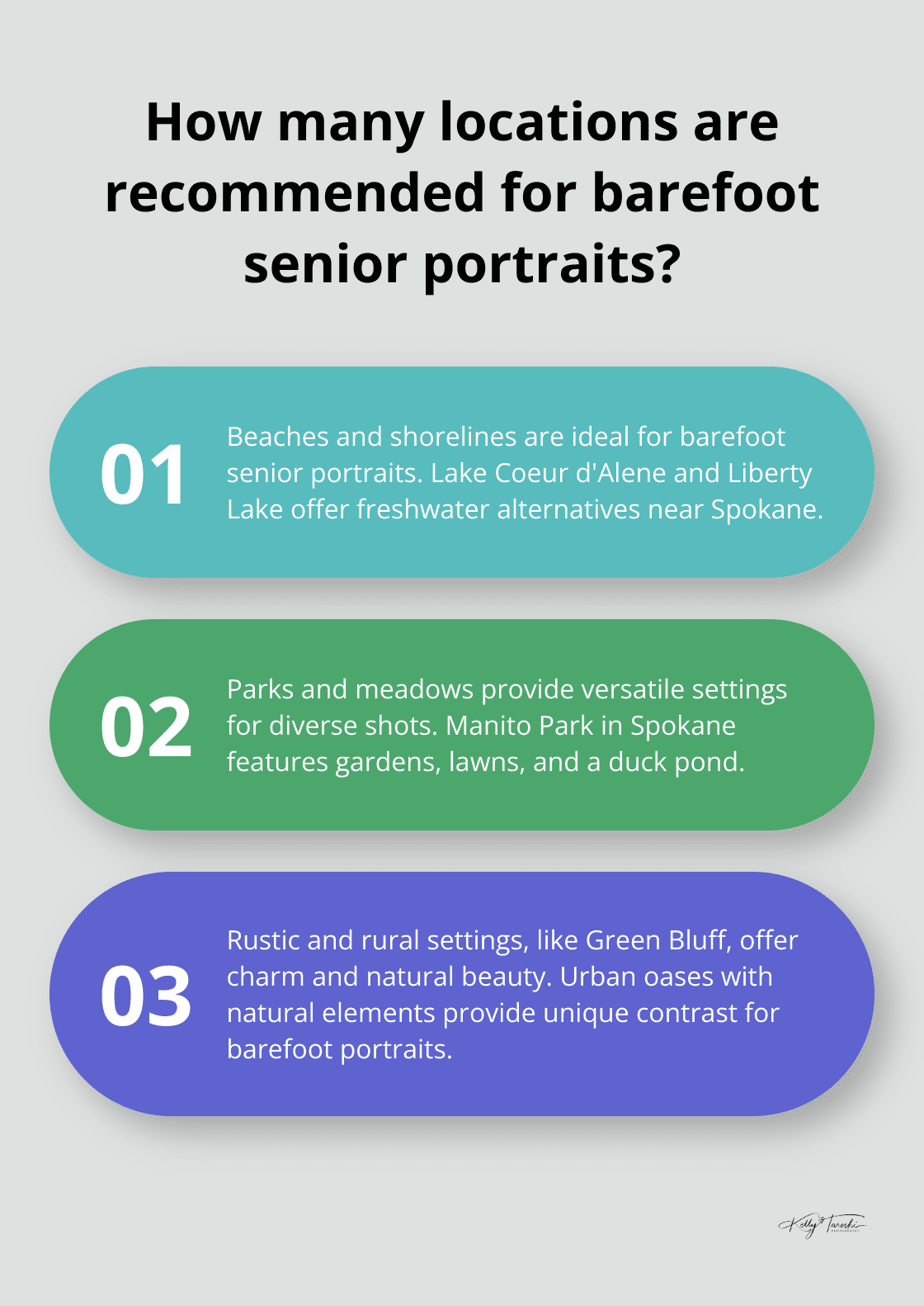 Infographic: How many locations are recommended for barefoot senior portraits?