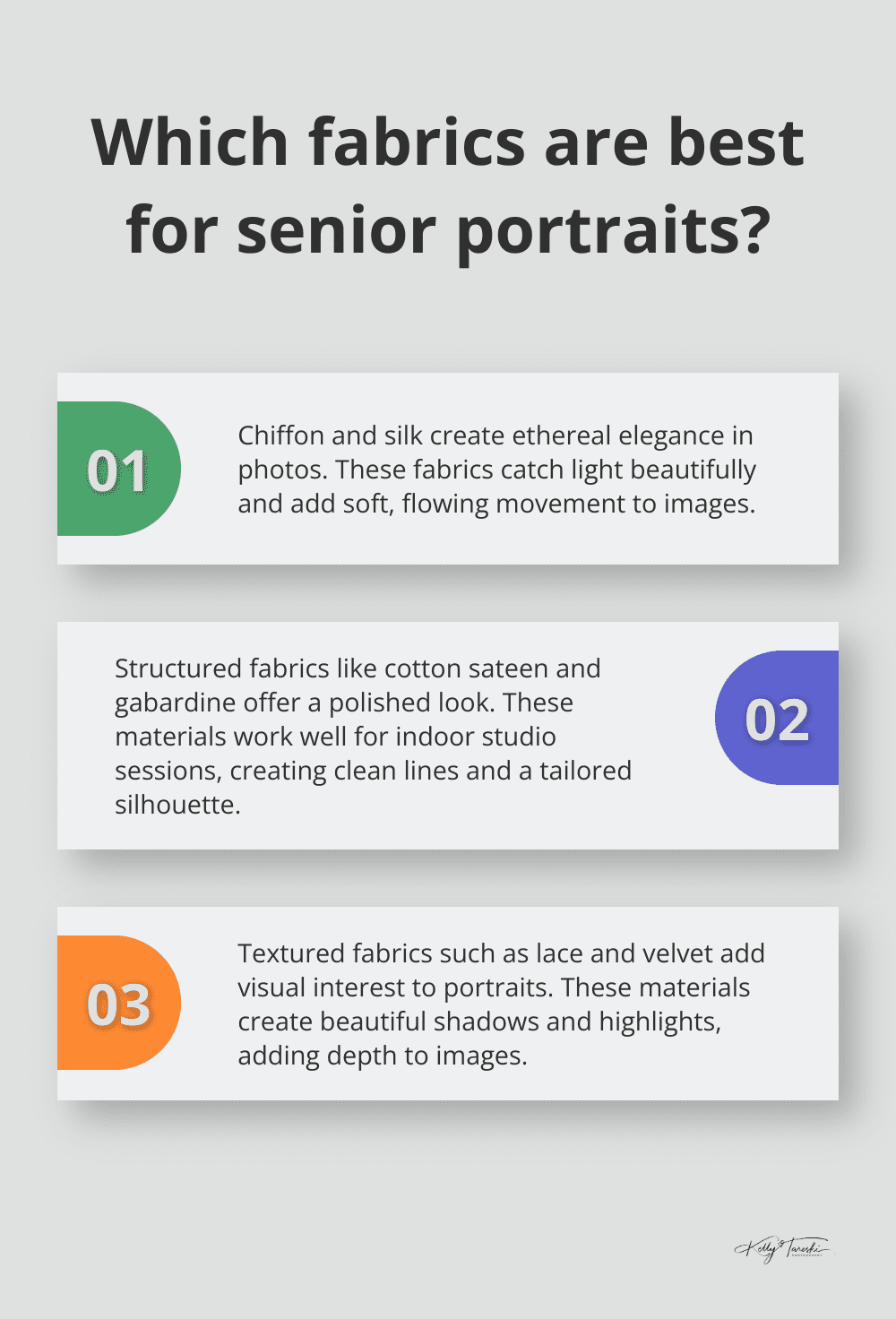 Infographic: Which fabrics are best for senior portraits? - senior portraits dresses