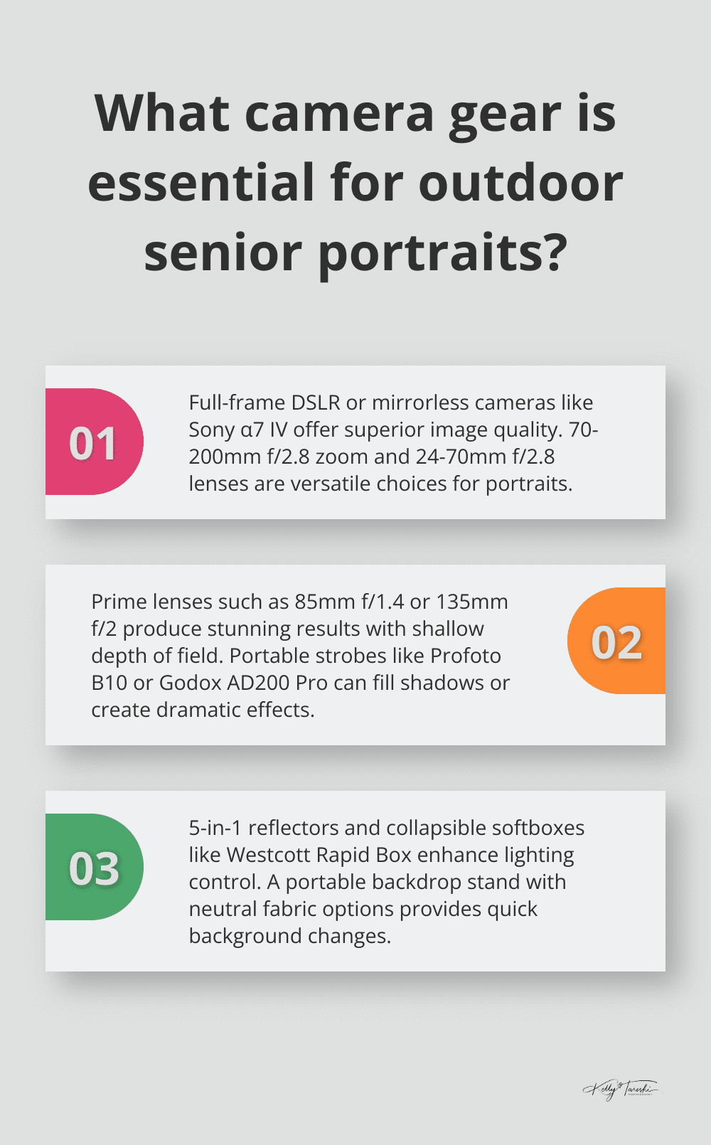 Infographic: What camera gear is essential for outdoor senior portraits?