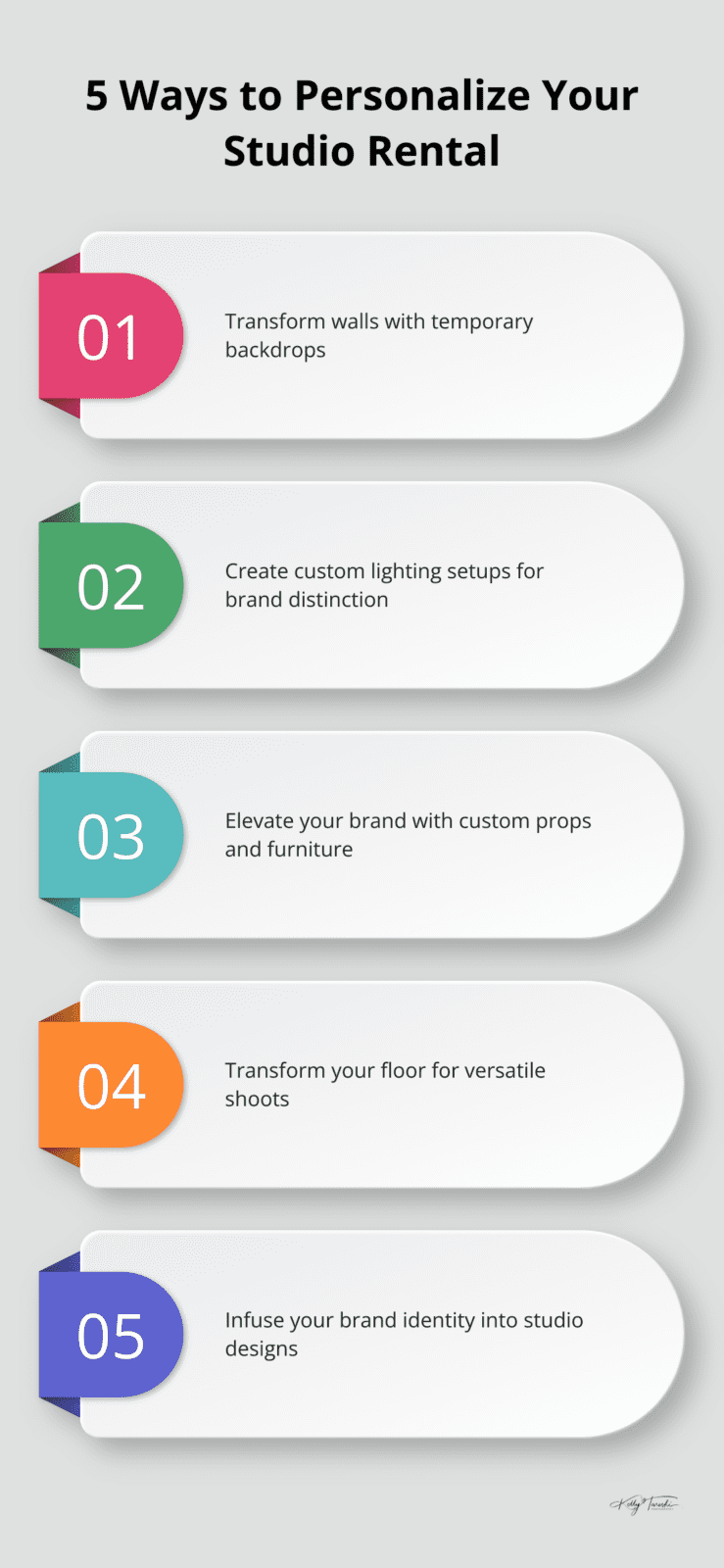 Ordered list chart showing 5 innovative ways to personalize your studio rental
