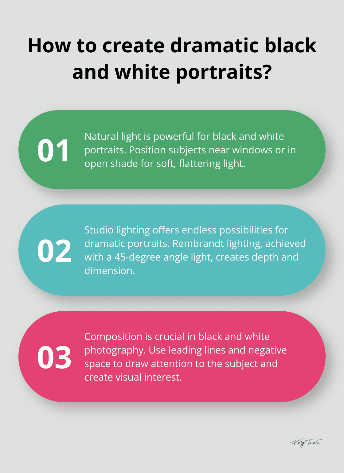 Infographic: How to create dramatic black and white portraits?